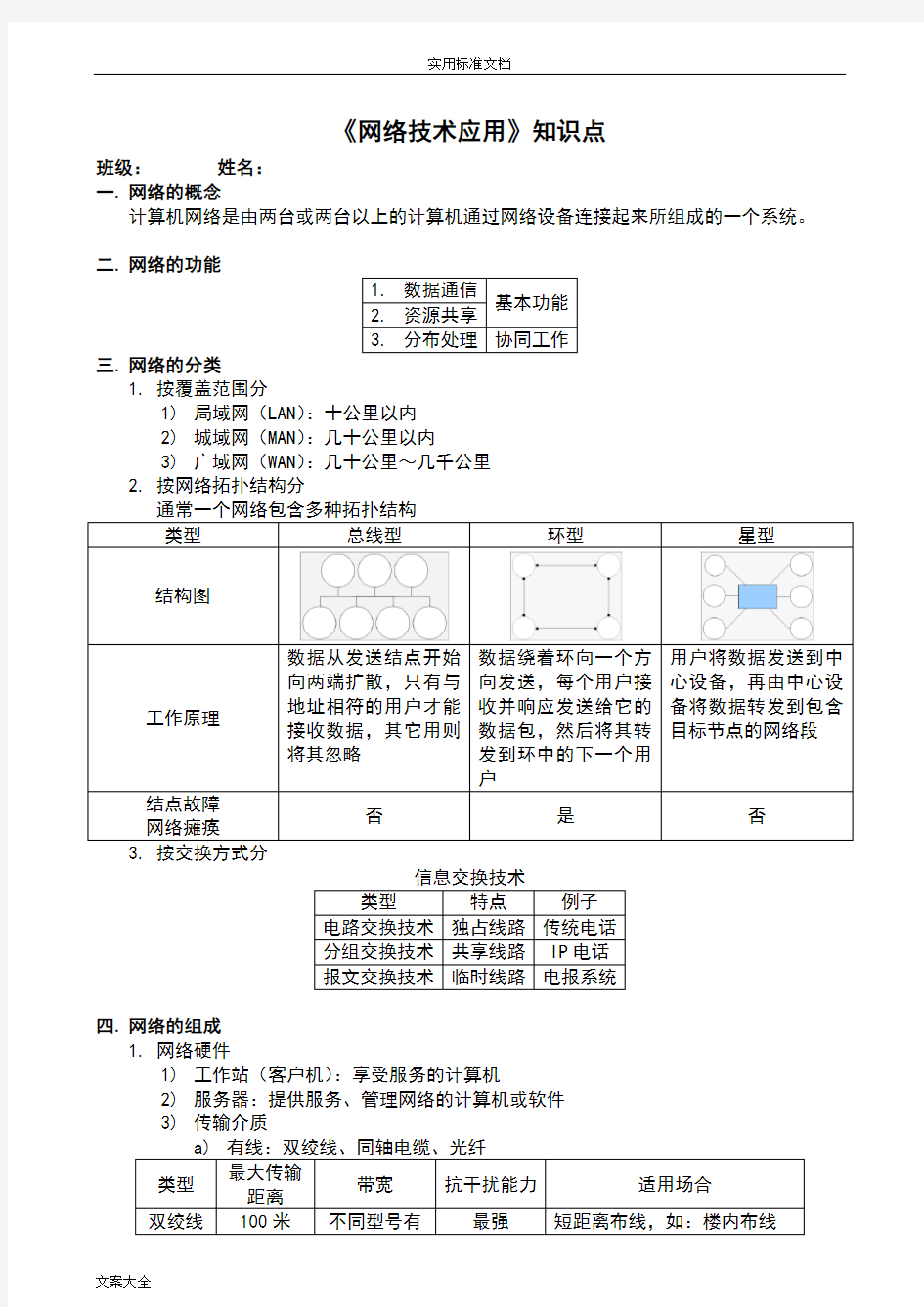 《网络技术应用》知识点(全面)