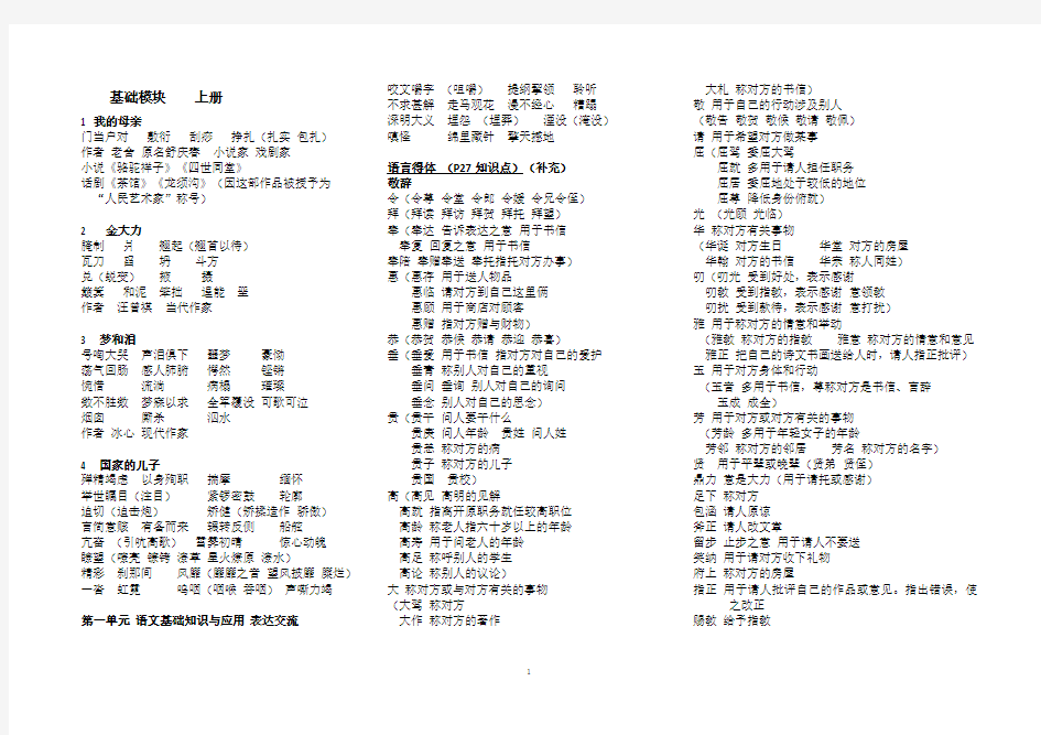 课本知识点总结 基础模块上册 - 第三版