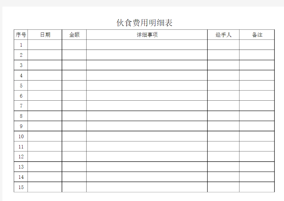 伙食费用明细表 1