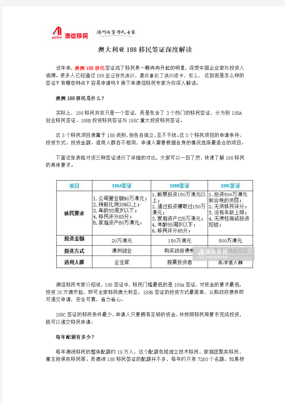 澳大利亚188移民签证深度解读