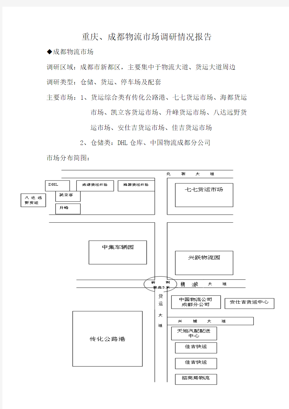 重庆成都物流市场调研报告