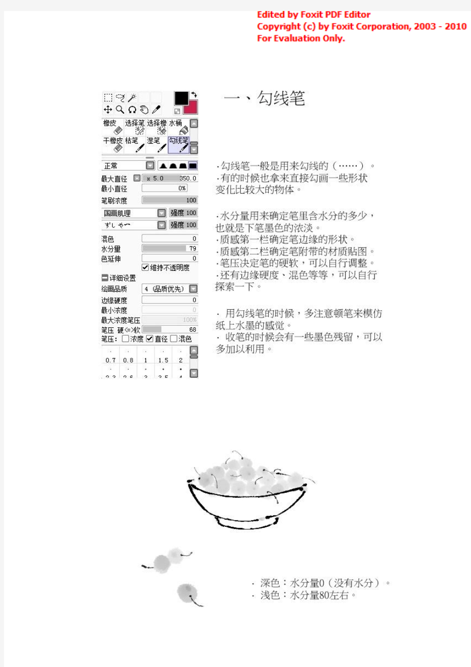 SAI的50种的水彩、上色、设置教程【常用笔刷说明。