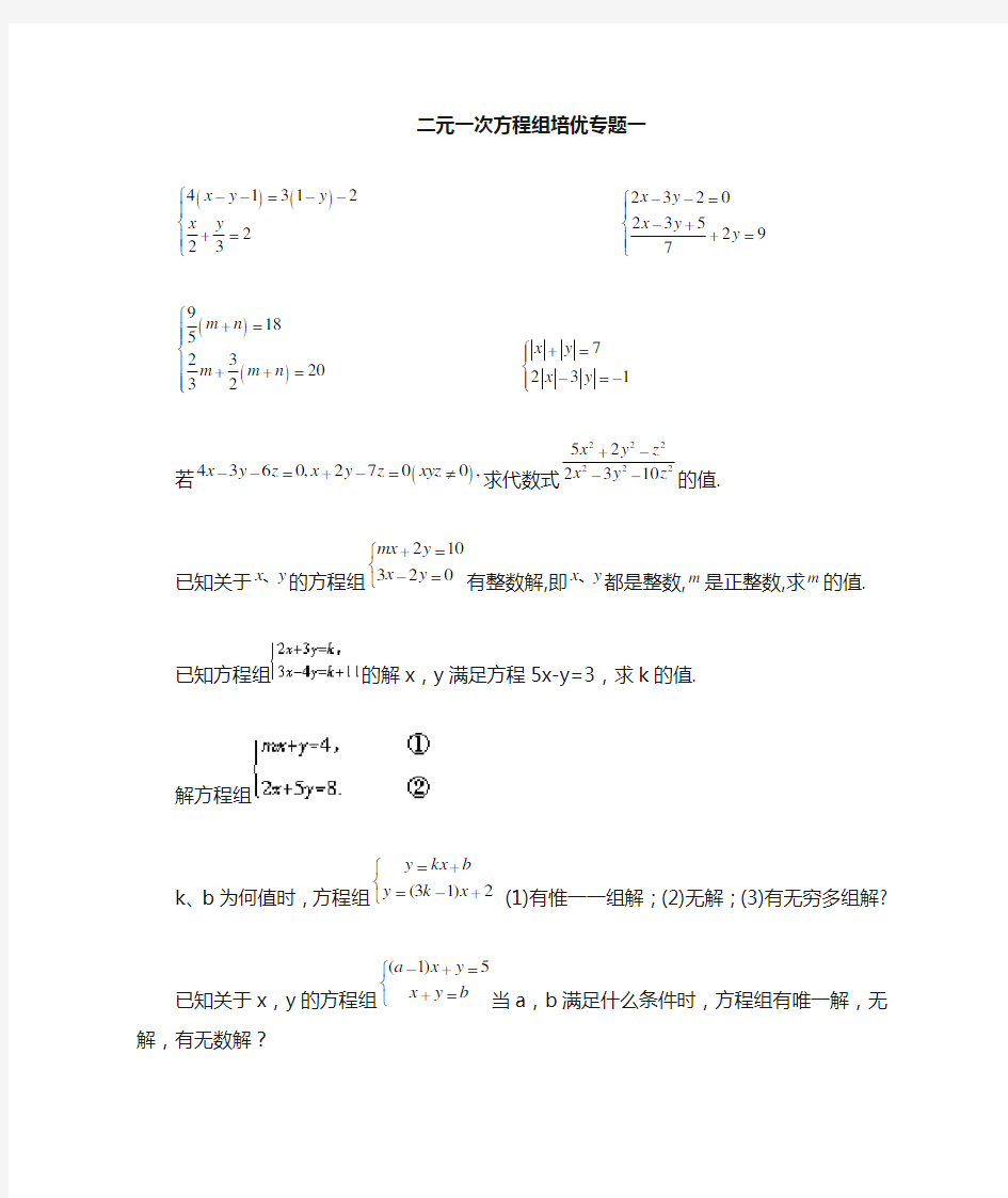 二元一次方程组竞赛题集