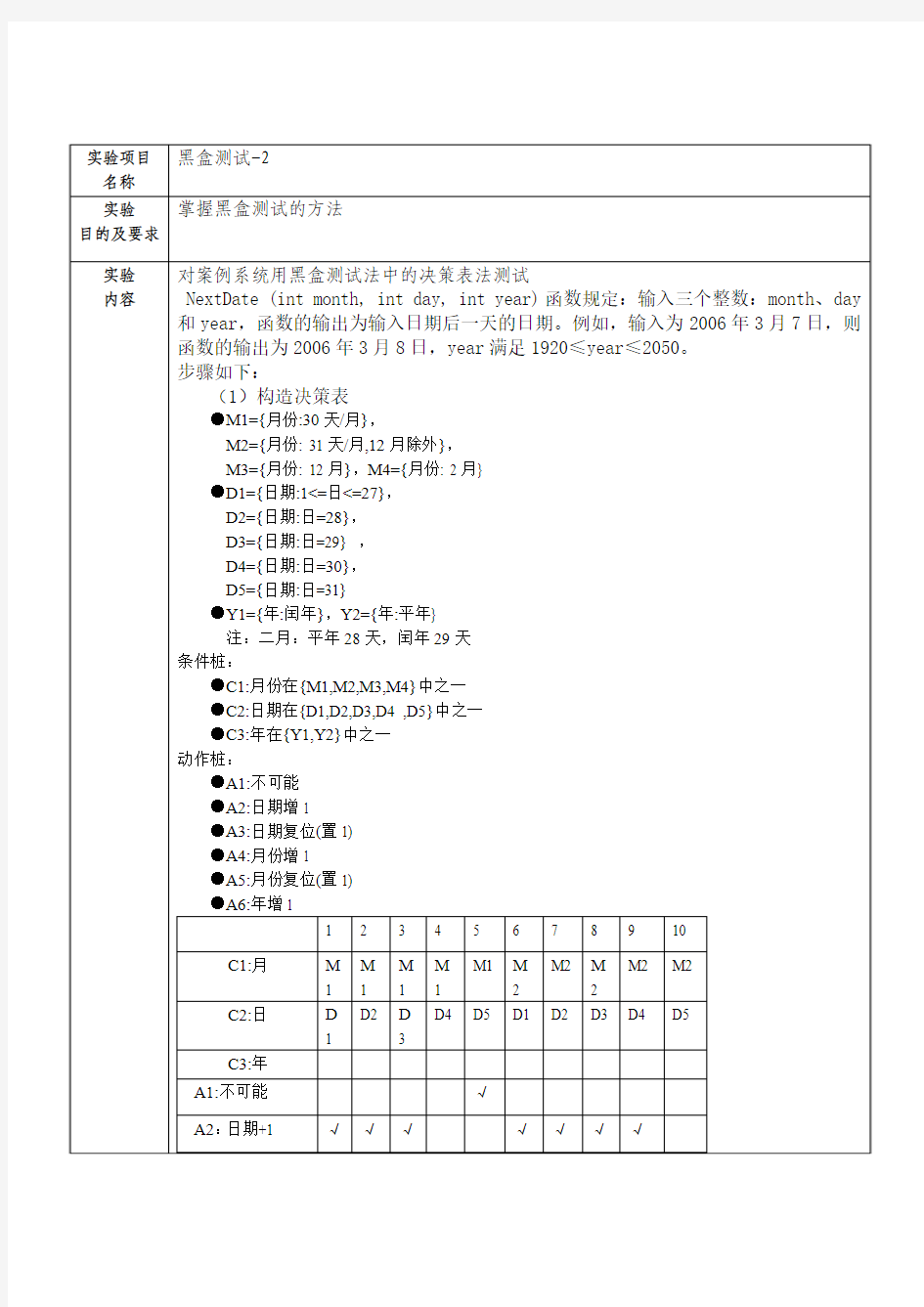 黑盒测试法中的决策表法测试