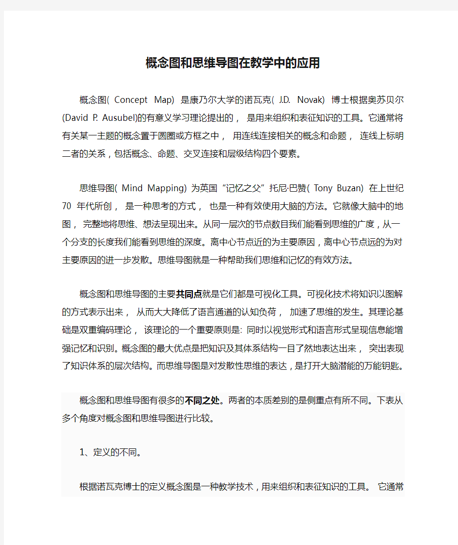 概念图和思维导图在教学中的应用