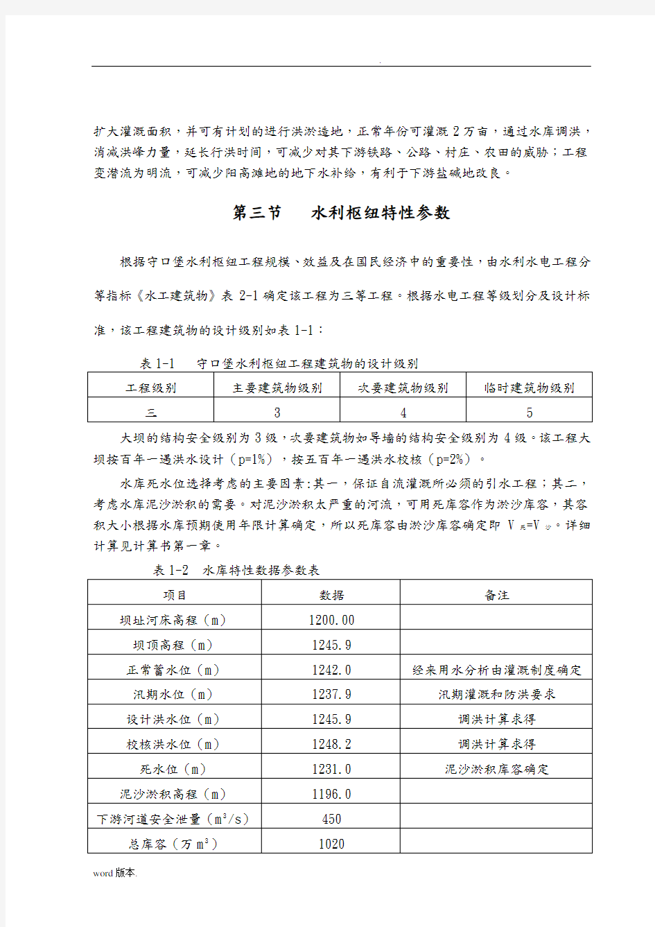 毕业设计守口堡混凝土实体重力坝设计说明书