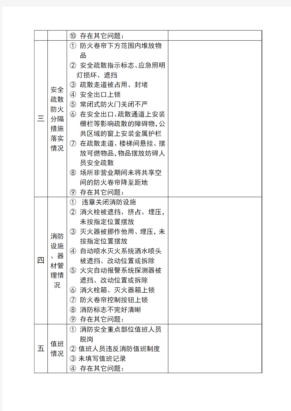 微型消防站巡查记录表