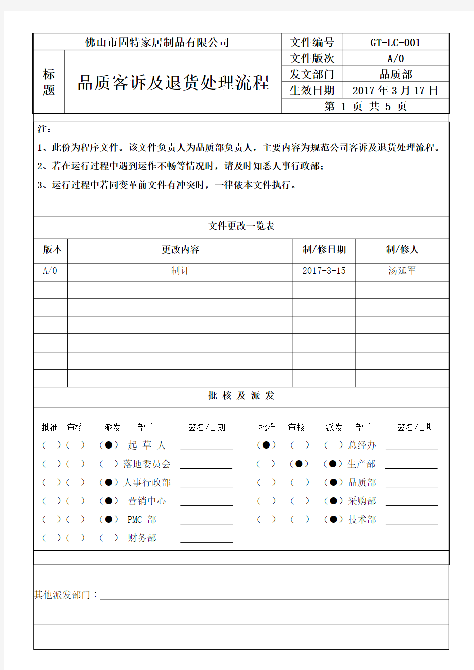 品质客诉及退货处理流程