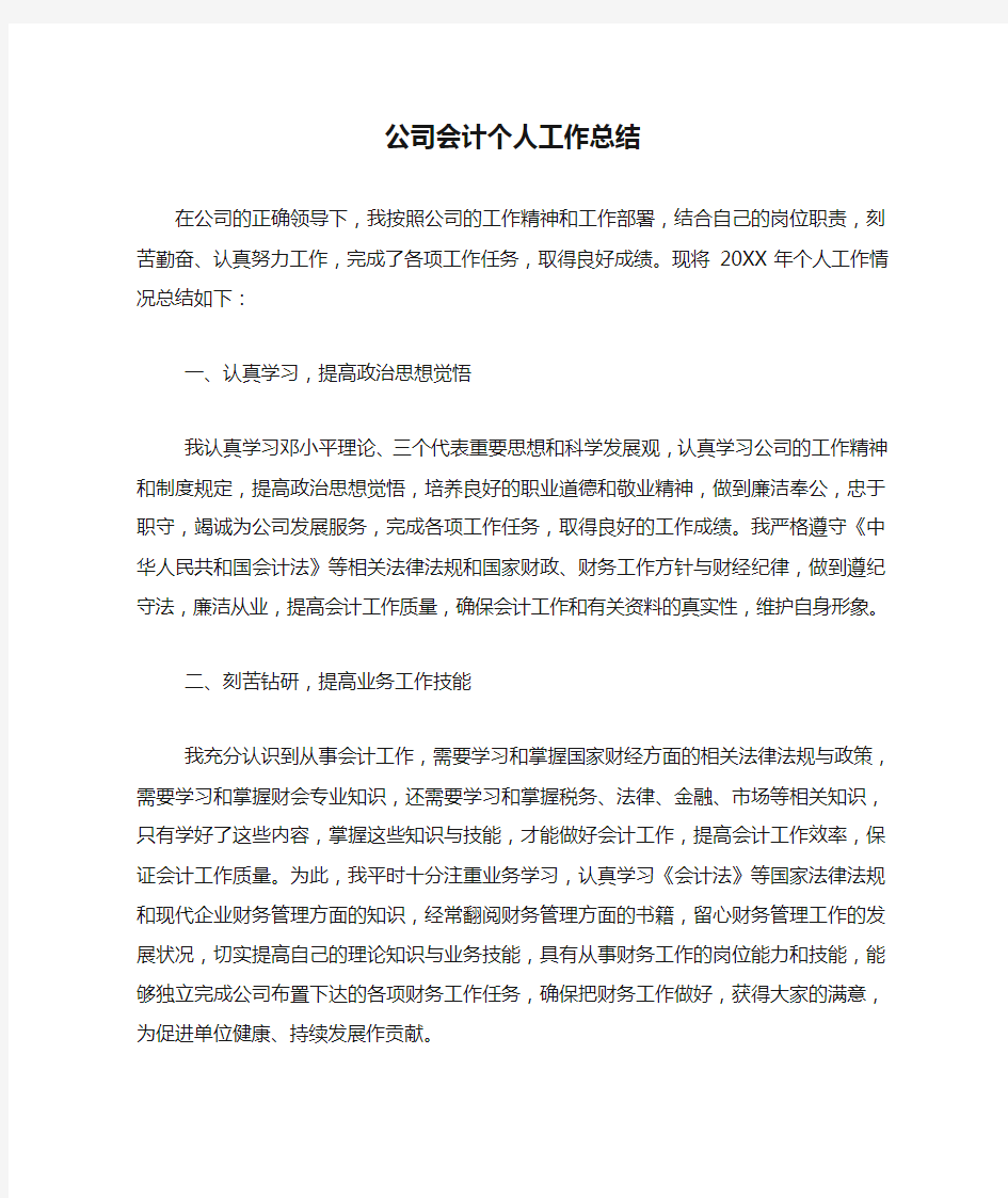 公司会计个人工作总结