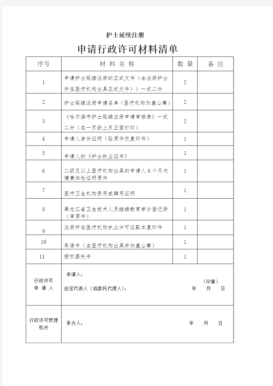 新版护士延续注册申请材料