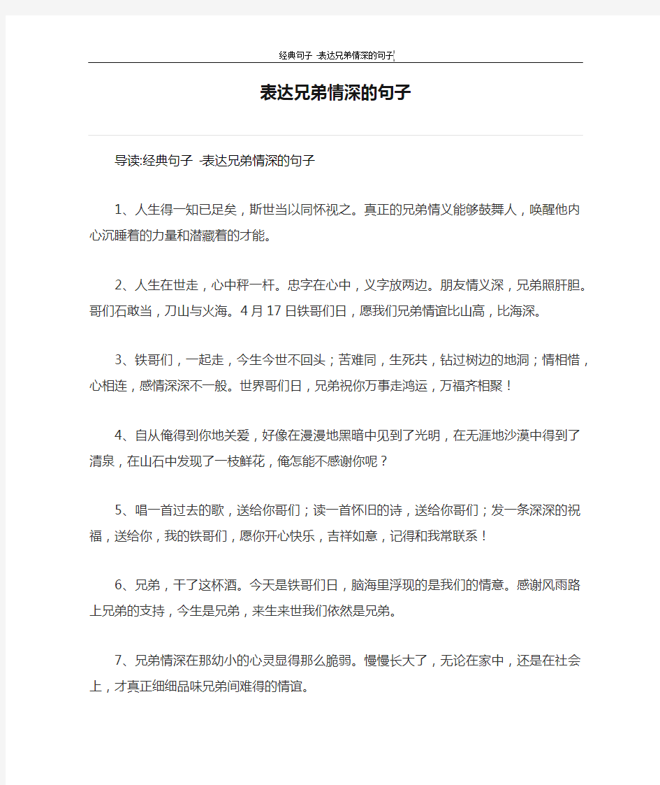 表达兄弟情深的句子