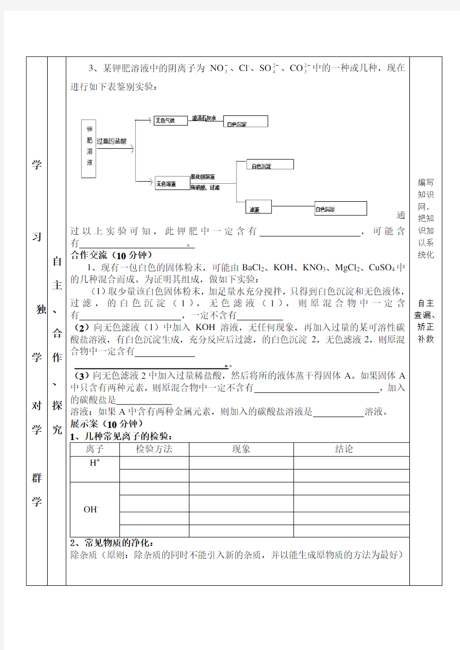 人教版九年级化学第十一单元复习导学案