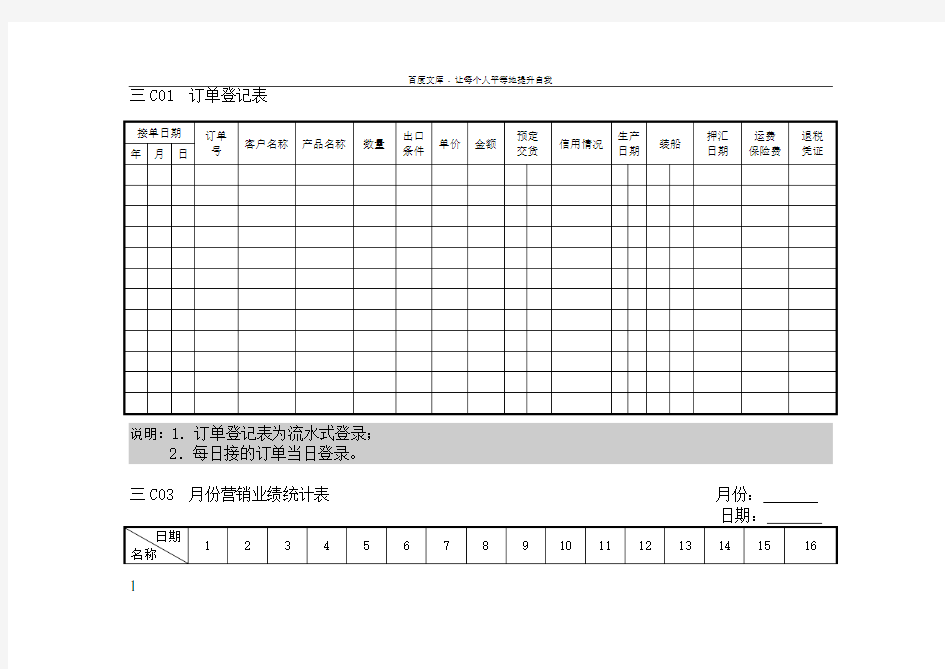 企业管理表格