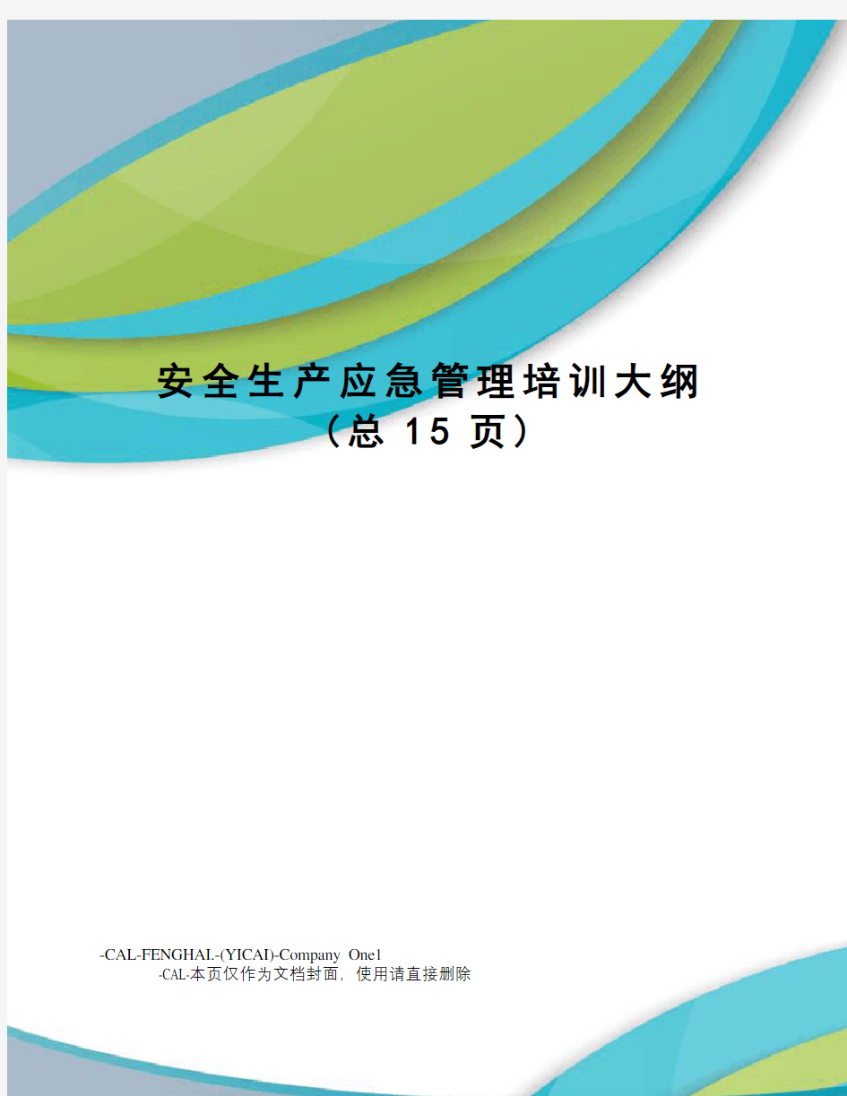 安全生产应急管理培训大纲(总15页)