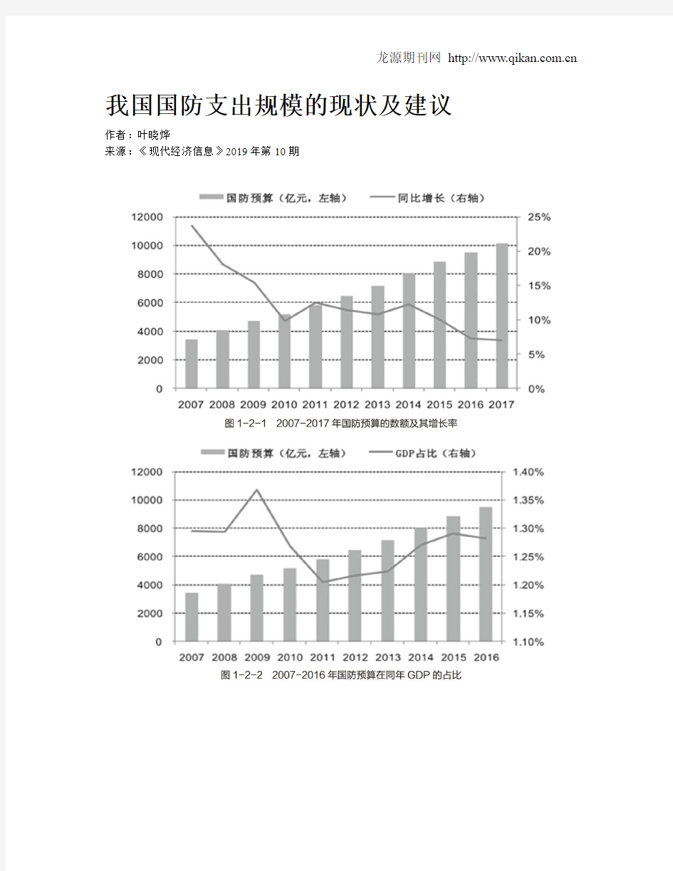 我国国防支出规模的现状及建议