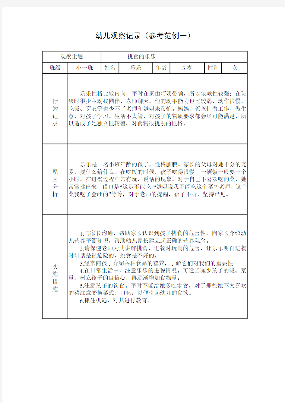 幼儿观察记录(参考范例2例)