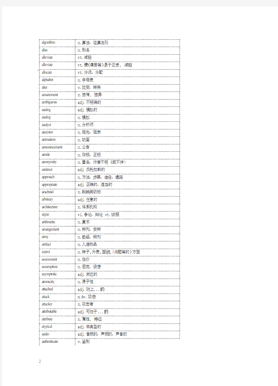 计算机专业英语常用单词表