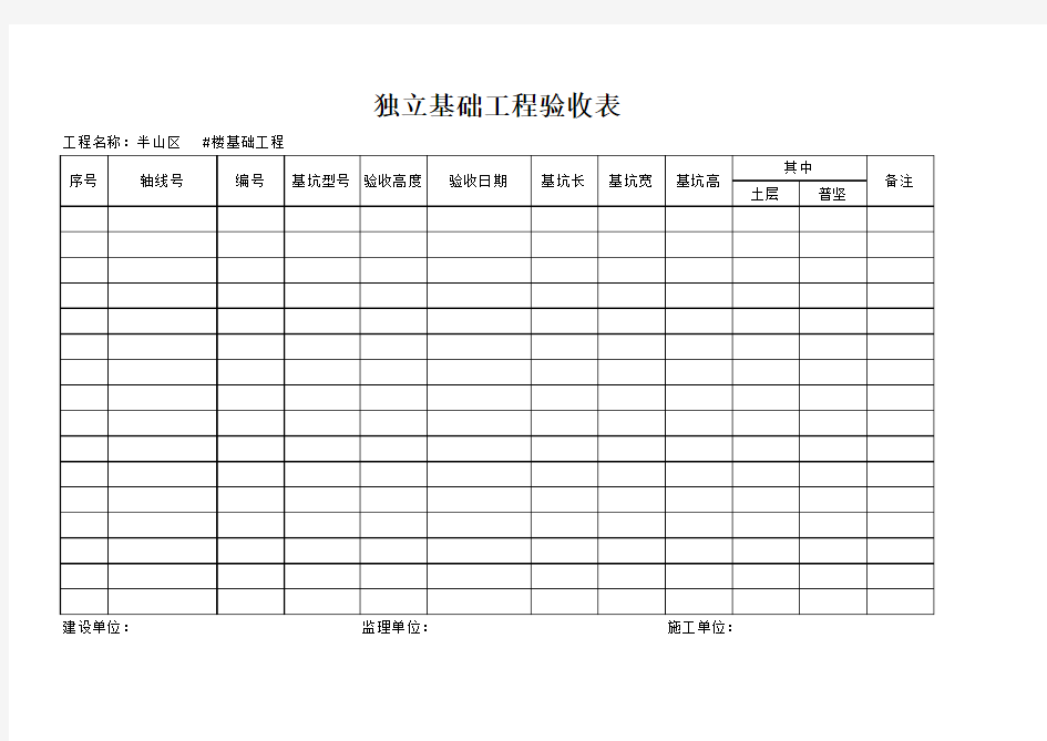 独立基础验收记录表