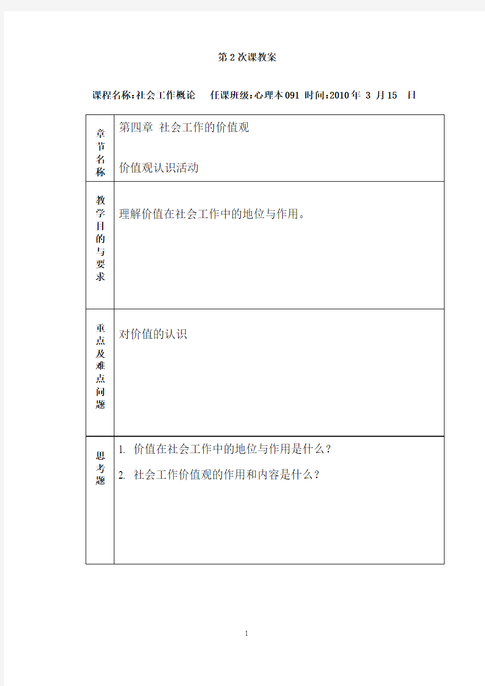 社会工作的价值观