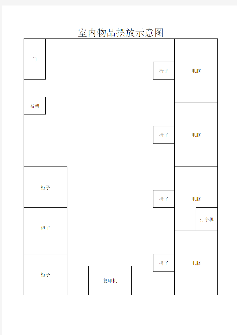 室内物品摆放示意图