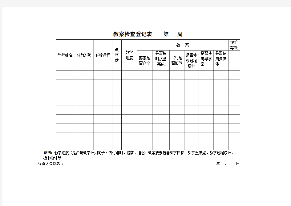 学生作业批阅检查登记表