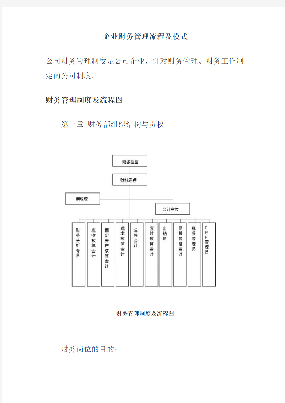 企业财务管理流程及模式