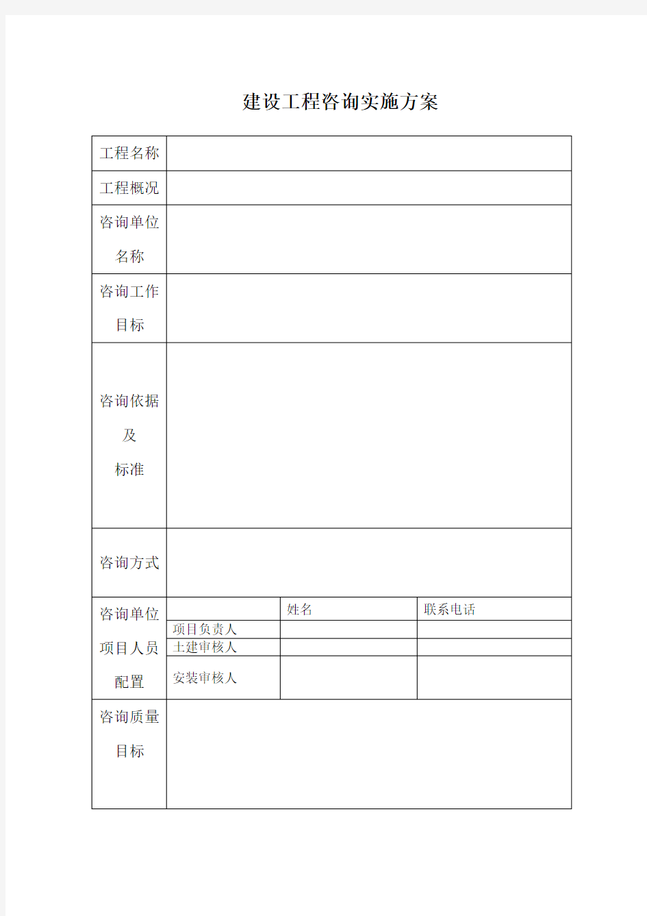 建设工程咨询实施方案