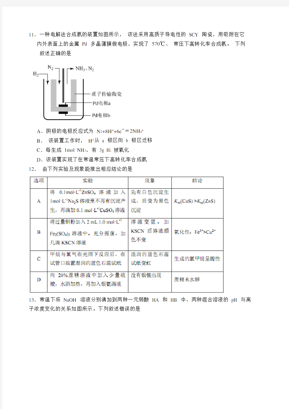 (完整版)2018广州市一模2018届高三下学期3月综合测试(一)化学试题