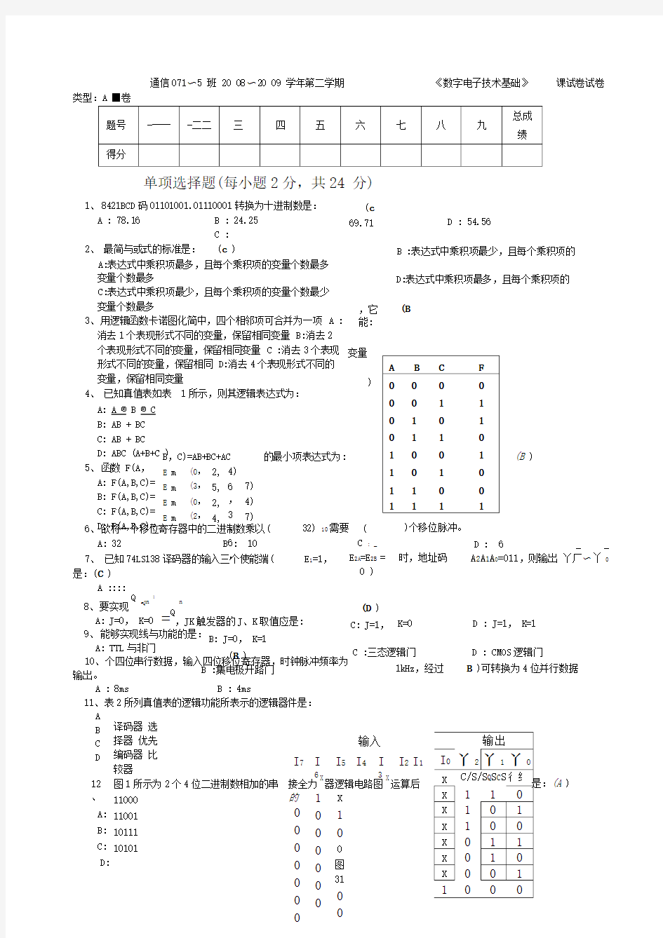 数电试题及答案