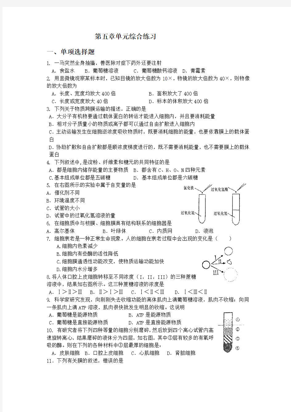 第五章单元综合练习1