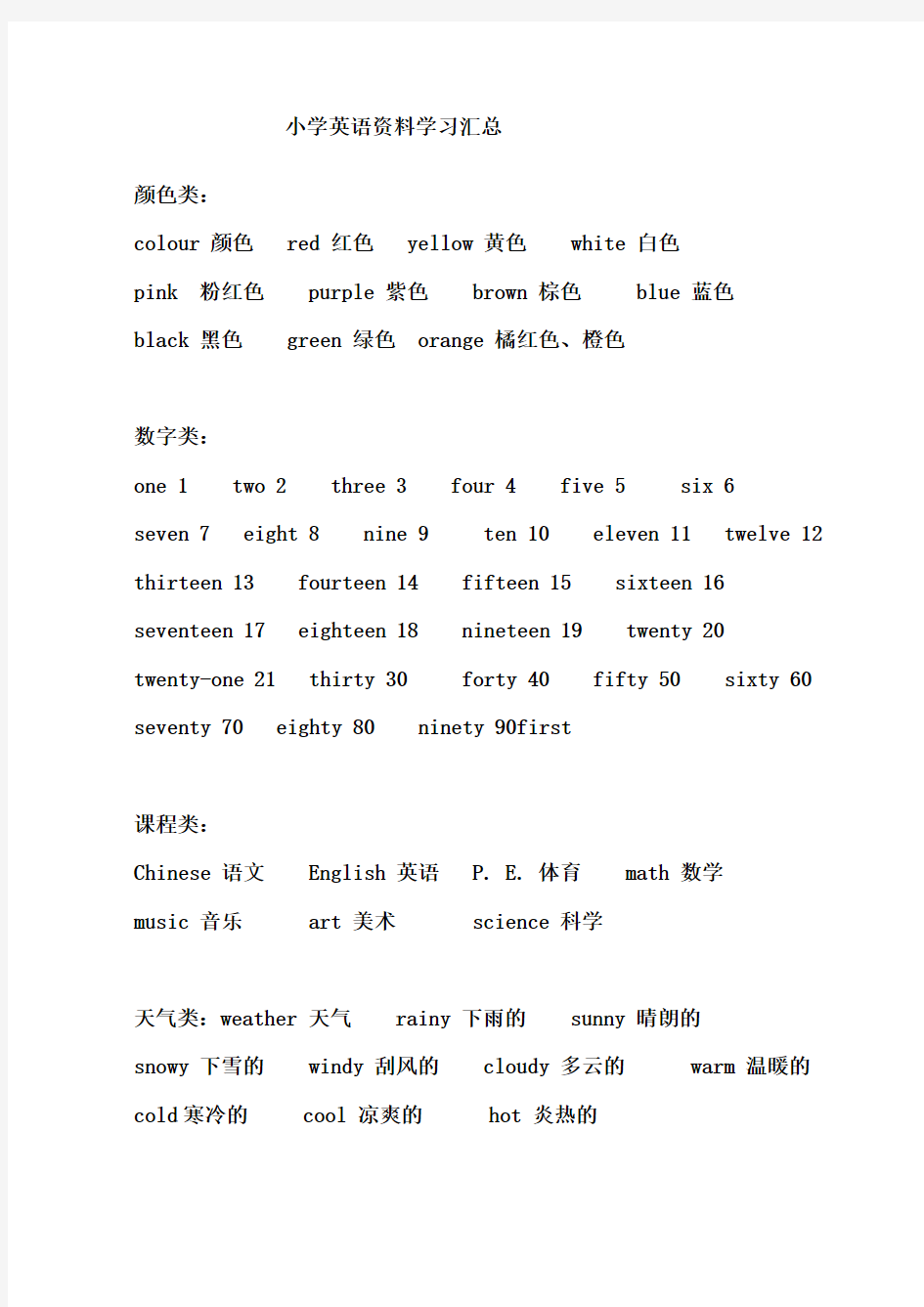 小学英语资料学习汇总(1)