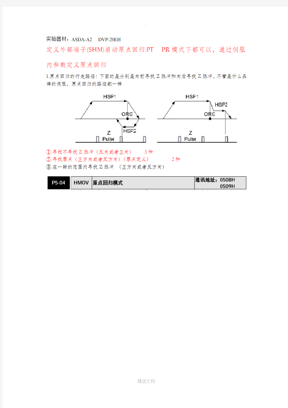 台达A2伺服原点回归