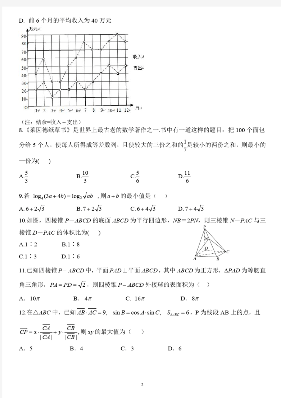 2018-2019学年度重庆一中高一(下)期末考试数学试题含答案.pdf
