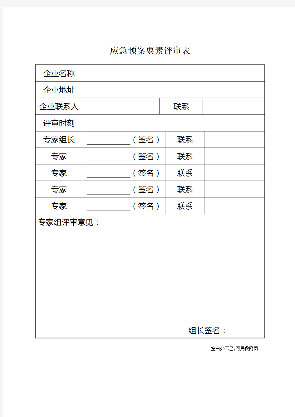 应急预案要素评审表