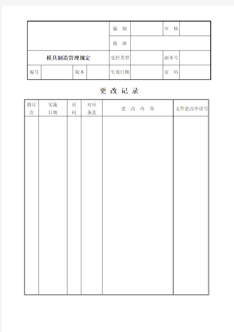 模具制造管理规定教学文案