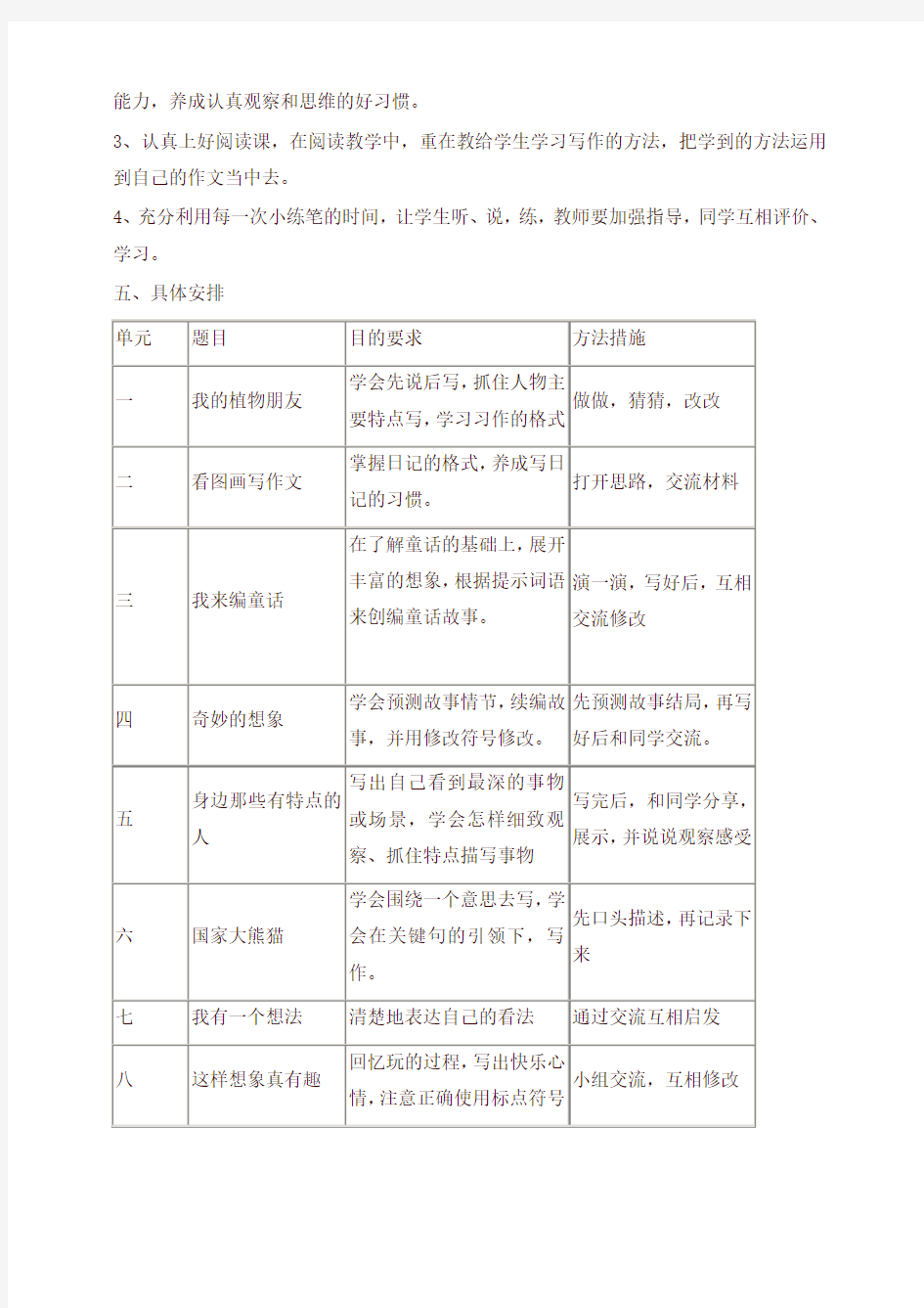 2020年春新版部编本小学三年级语文下册作文教学计划含教学计划