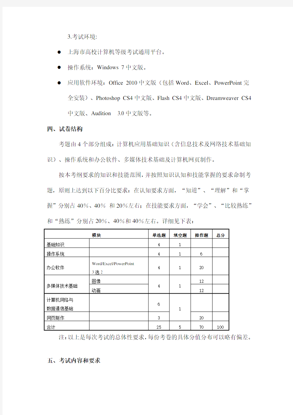 2016修订版上海市高校计算机等级考试(一级)考试大纲