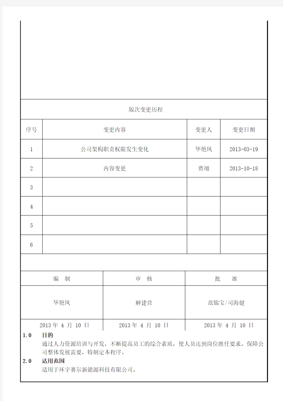 培训管理控制程序