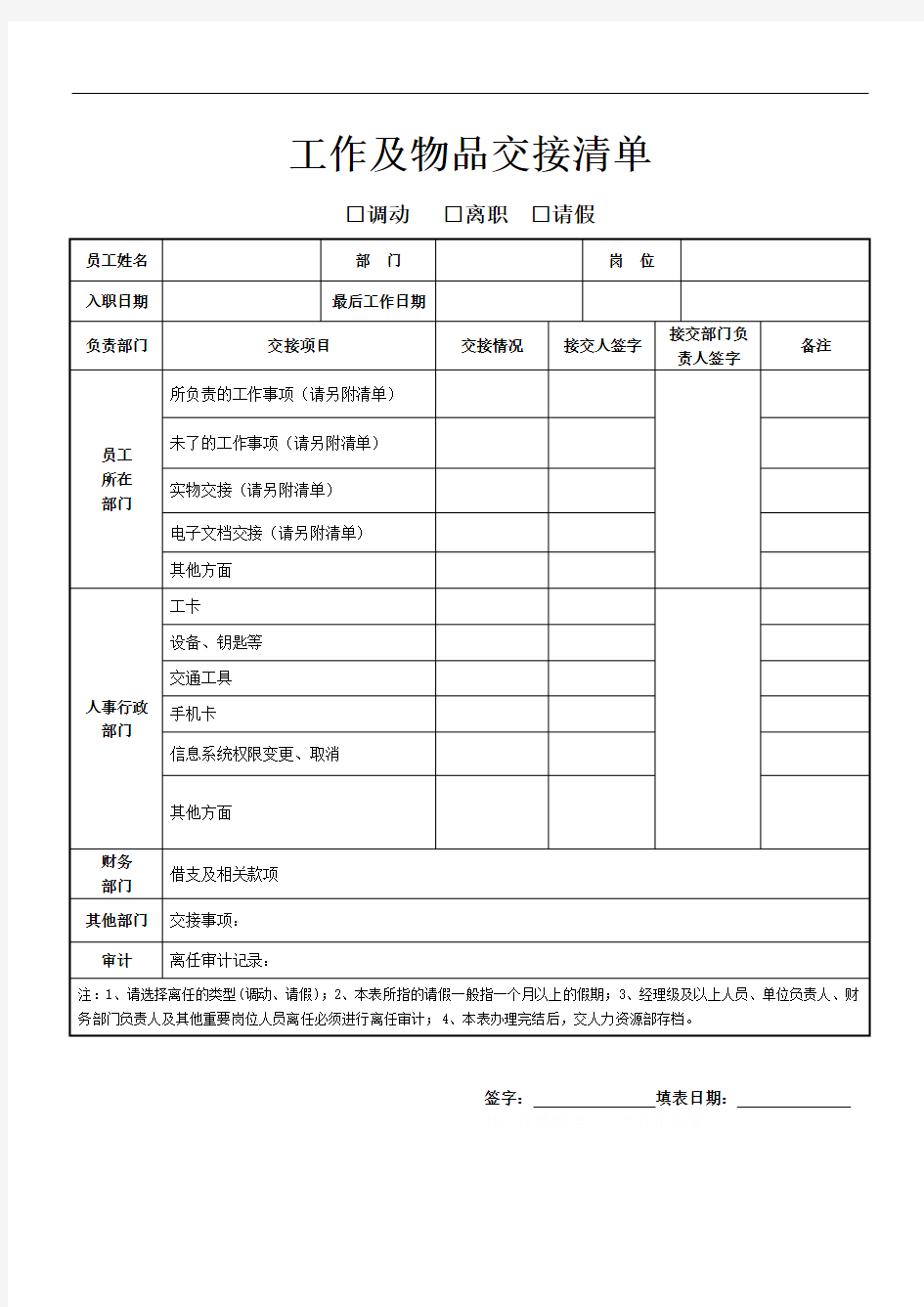 工作及物品交接清单(完整)