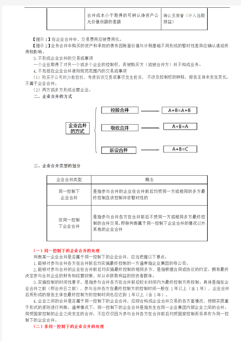 【会计知识点】企业合并概述