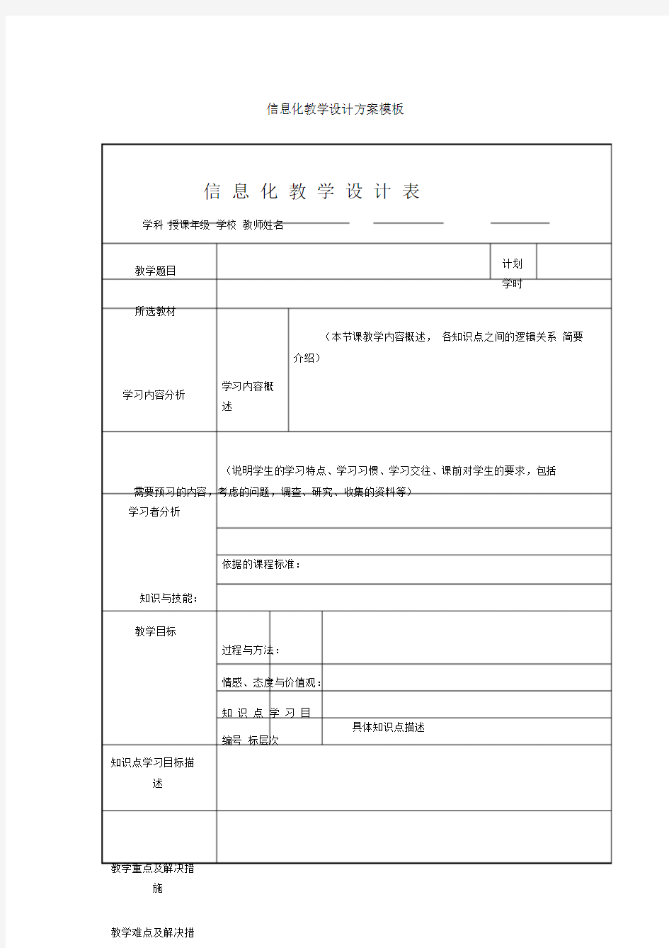 《信息化教学设计方案》模板5257.doc