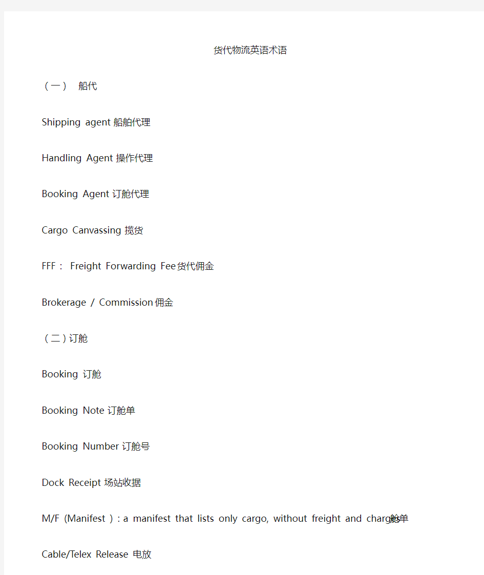 单证、货代专业术语中英文
