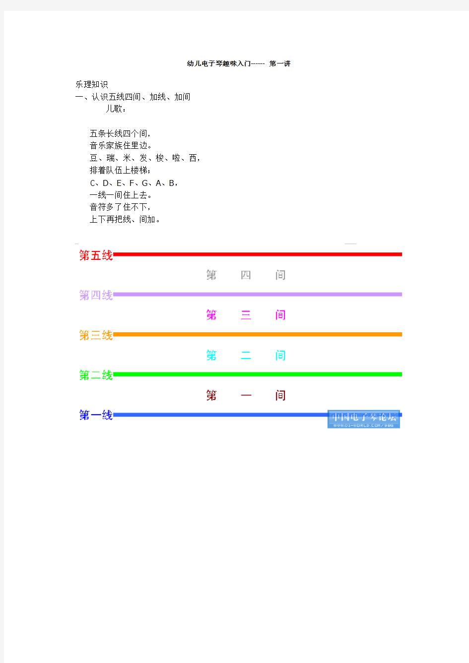 幼儿电子琴趣味入门