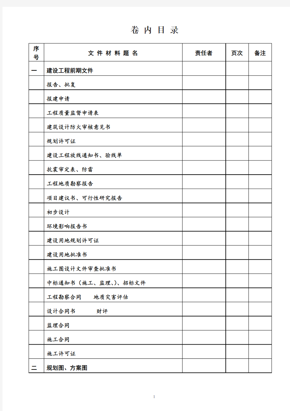 工程资料城建档案组卷顺序