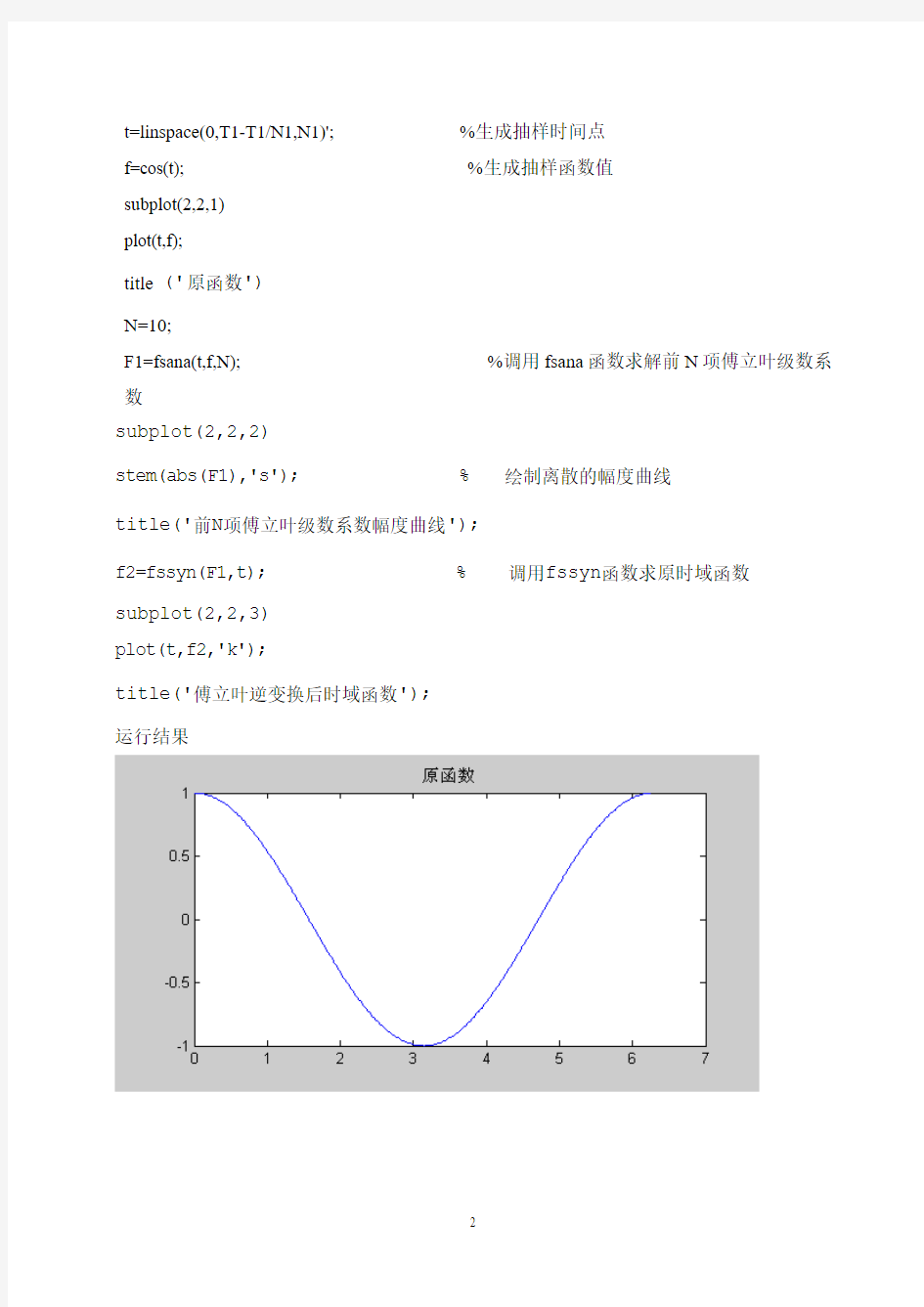 傅里叶变换实验报告