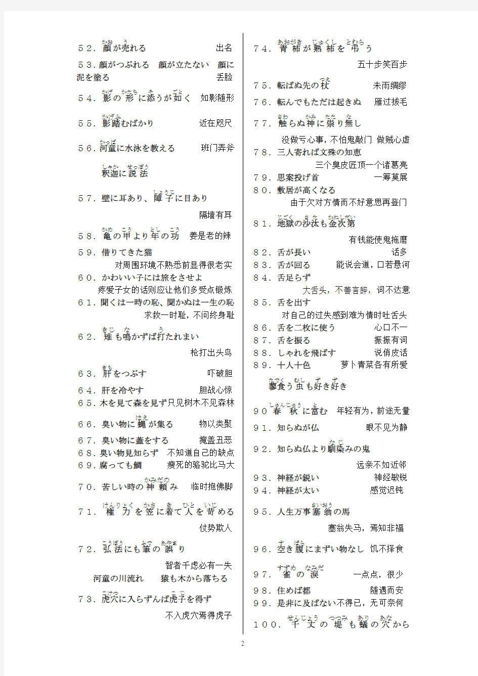 250个日语成语熟语谚语