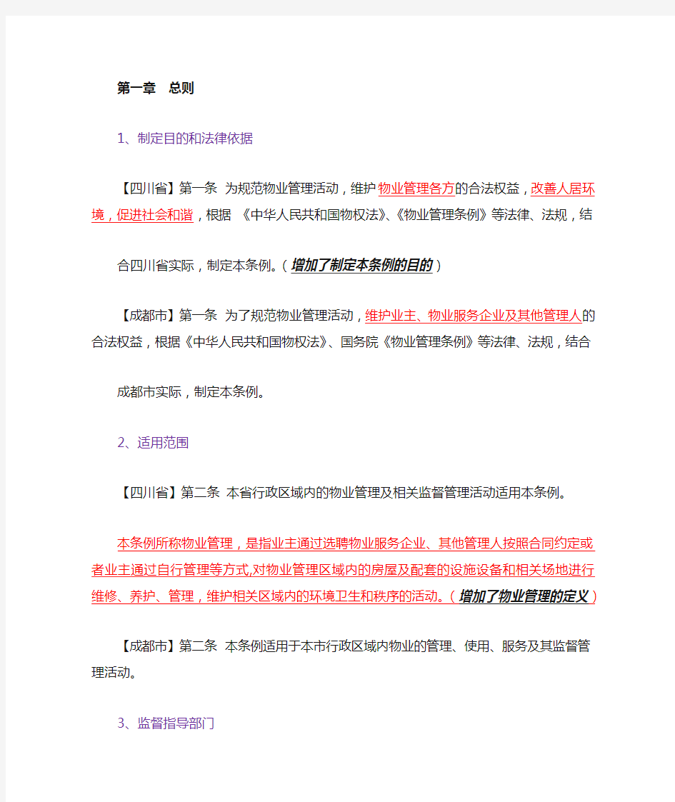 四川省和成都市物业管理条例分析