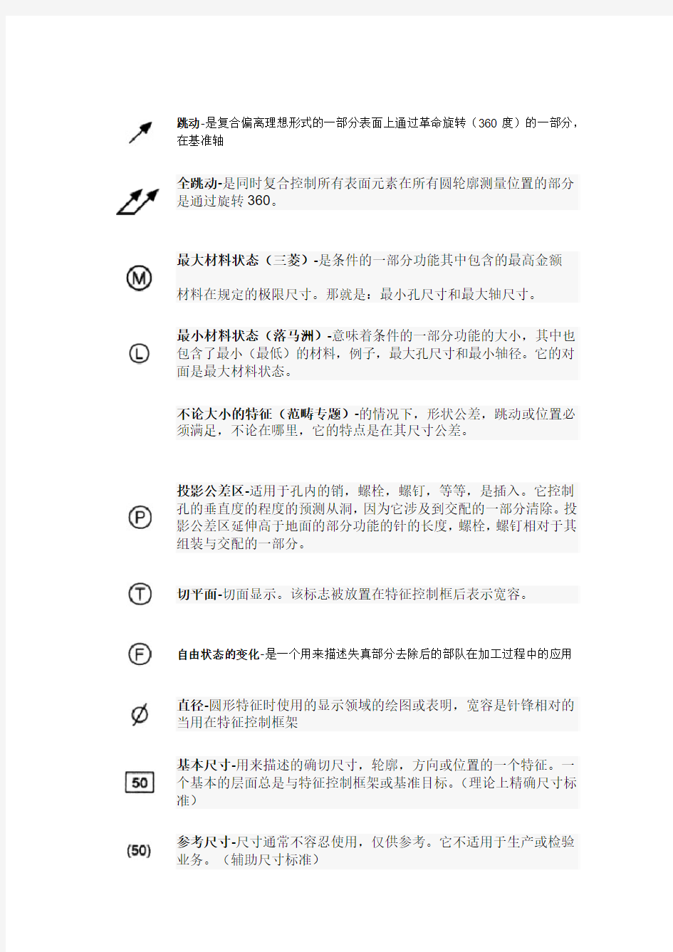 机械图纸中常见的符号及意义(中文)