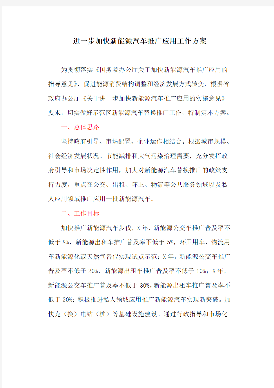 进一步加快新能源汽车推广应用工作方案