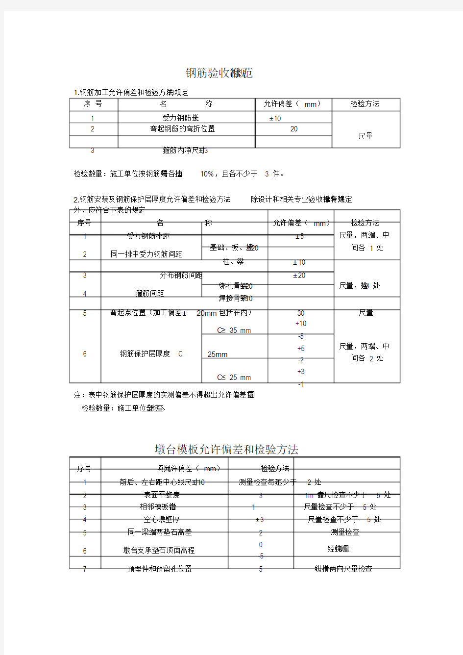 钢筋验收标准规范